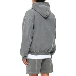 Streetwear Vente en gros Sweat à capuche lourd surdimensionné Sans ficelle Sweat à capuche zippé Vintage Acid Wash Sweats à capuche pour hommes - Product Image 4