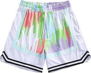 Shorts en maille pour hommes avec imprimé graphique, décontractés, tendance, cool, rétro, pour la gym, streetwear, pantalons courts - Product Image 3