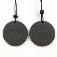 Hoonni Noir Rouge Foncé Puissant Volcanique Scalaire Énergie Collier Pierre De Lave Pendentif Énergie Quantique Pendentif Charms