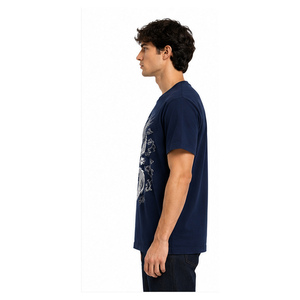 เสื้อยืดกราฟิกวินเทจสีดำสำหรับผู้ชาย สตรีทแวร์ทรงโอเวอร์ไซส์ ผ้าฝ้าย พิมพ์ลายตามสั่ง ไหล่ตก สไตล์ฮิปฮอป เสื้อผ้าลำลอง - Product Image 4