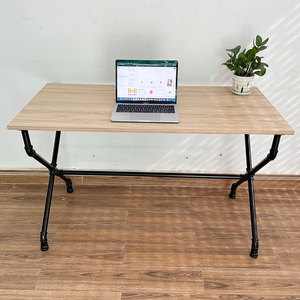 Wooden Industrial X-Shaped Pipe Leg <b>Foldable</b> <b>Office</b> <b>Desk</b> for Home <b>Office</b>-HBON010 - Product Image 3