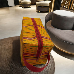 Handmade Eco-Friendly Women's Zipper Case Design Multicolor Striped <b>Pouches</b> Geometric Made Recycled Nylon Woven Material - Product Image 1