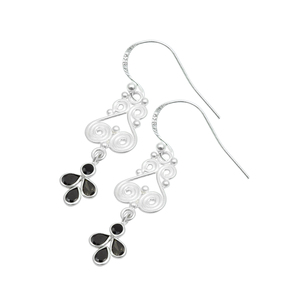 Pendientes colgantes bohemios clásicos de aspecto elegante de Zirconia cúbica negra de Plata de Ley 925 de la mejor calidad de diseño moderno para mujeres y niñas - Product Image 1