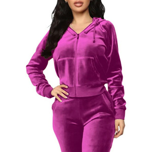 Vente chaude de haute qualité femmes conception personnalisée tendance mode hiver survêtement décontracté Style Vintage solide impression pour adultes - Product Image 4