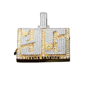 Colgante de Moissanita Personalizado de Lujo con Detalles de Estrellas, Chapado en Oro de Dos Tonos, Joyería Moderna y Elegante de Estilo Hip Hop - Product Image 5