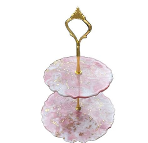 ชุดอุปกรณ์ทำเค้กคุณภาพเยี่ยม ชั้นวางเค้กเรซิ่นทำมือสองชั้น สำหรับใช้ในครัวเรือน ผลิตในอินเดีย - Product Image 1