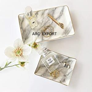 White <b>Marble</b> With Metal Gold Handles Stylish Design Wedding Decoration <b>Large</b> Food and Snacks Serving Tray in Wholesaler Price - Product Image 2