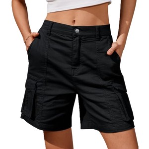 Shorts en jean décontractés pour femmes, tendance de l'été, taille haute, coupe régulière, cordon de serrage, respirant, séchage rapide, longueur genou, cargo - Product Image 2