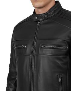 Chaqueta de Cuero para Hombre, Cuero Vacuno Genuino con Cuello Interior de Piel Sintética, Chaqueta 2025 - Product Image 2