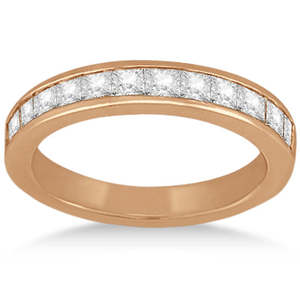 Princess 1.10ct Diamond Engagement <b>Ring</b> & Bridal <b>Set</b> in 14k Rose <b>Gold</b> - Product Image 3