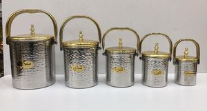 Handmade Stainless Steel Canister Set of 5 Gold Hammered Design with Custom Logo Food Storage & Container at Reasonable Price - Product Image 3