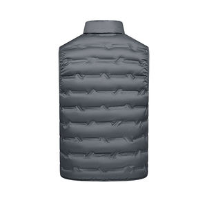 Chaleco Acolchado Aislante Color Gris Sólido al por Mayor, 100% Poliéster, Relleno de Algodón, Sin Mangas, con Cierre, Chaquetas Acolchadas para Hombre - Product Image 2