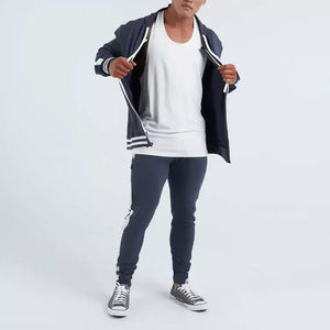 Sudaderas con capucha de hombre pesado con logotipo personalizado bolsillo lateral de tela cómodo para cremallera de invierno con líneas blancas sudaderas con capucha al mejor precio - Product Image 6