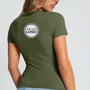 เสื้อยืดคอกลมคอกลมสำหรับผู้หญิงทรงเข้ารูปแบบคลาสสิก - Product Image 6