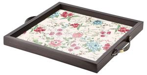 Plateau de service en bois imprimé multi-fleurs avec poignée en métal, plateau de service avec poignées, décoration de service, plateau de service pour desserts - Product Image 6