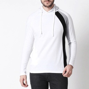 Sweat-shirt à capuche à manches longues pour hommes avec vêtements d'hiver brodés 100% coton automne couleur bloc poches supérieures - Product Image 1