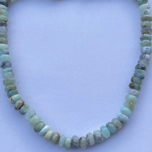 6mm 8mm 10mm Natural Blue Peruvian <b>Opal</b> Smooth Rondelle Gemstone Beaded Gold Plated Strand Necklace - Product Image 4