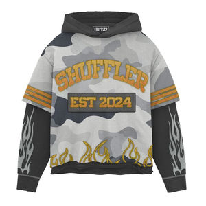 Sudadera con Capucha Corta Personalizada de Algodón 100% para Hombre, Estilo Urbano, Lavado Ácido, Camuflaje, con Cierre y Detalles de Gofre - Product Image 3