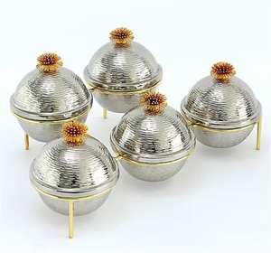 ชุดชามช็อคโกแลตสุดหรูพร้อมขาตั้งสำหรับบ้านโรงแรมร้านอาหารโต๊ะและอาหารเย็นสีเงินชามเสิร์ฟผลไม้และช็อคโกแลต - Product Image 3