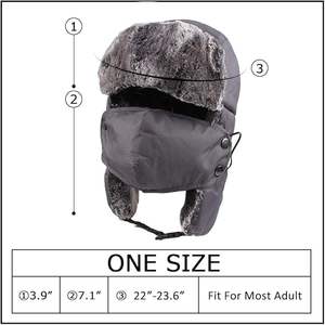 Chapeau de trappeur en fausse fourrure pour hommes coton chaud casquette de chasse oreille rabat chapeau chapeau d'hiver - Product Image 5