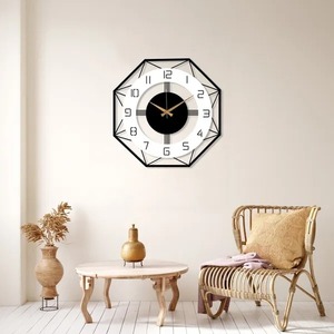 Elegante Reloj de pared de metal redondo en blanco y negro, diseño clásico moderno, ideal para dormitorio, sala de estar, oficina o Decoración de cocina - Product Image 4