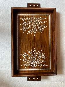 BUENA BANDEJA IMPRESA DE MADERA LA MEJOR CALIDAD TALLADA Forma cuadrada disponible y artesanía de la India la mejor muestra Venta caliente - Product Image 2