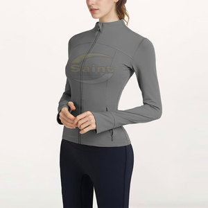 Veste longue zippée en tricot ajustée pour femme, tissu léger et respirant, coupe ajustée - Product Image 4