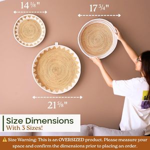 Ensemble de plateaux plats en herbe naturelle tissés à la main de style bohème - Décoration murale multi-usages et plateau de service - Product Image 4