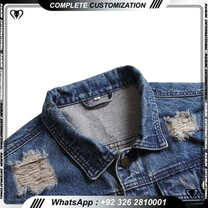 Veste en jean d'hiver pour homme personnalisée avec col montant, fermeture à boutons en corne, impression au dos - Product Image 4