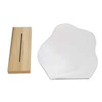 Miroir acrylique Miroir de maquillage de bureau Miroir de maquillage de bureau léger portable irrégulier esthétique avec base en bois