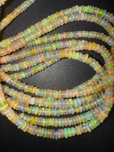 Welo Opale éthiopienne 3-4mm perles de pierre rondelle lisse naturelle de l'Inde prête à expédier - Product Image 3