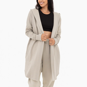 Women's Customizable Cotton Blend Eco-Friendly Longline Pullover Hoodie Oversized Fleece Winter Streetwear Plus Size OEM - Product Image 3