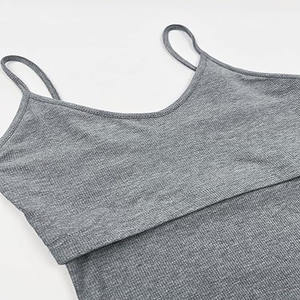 Nueva moda mujer Halter Knit Tops mujer tejido fuera del hombro Crop Tops Cross Strappy Custom Sexy Tank Tops - Product Image 5