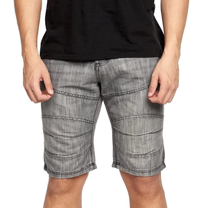 Custom <b>Men's</b> Denim <b>Shorts</b> Blue-<b>White</b> Casual Mid Waist Zipper Fly Closure Light Dark Wash ODM - Product Image 6