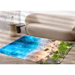 Tapis imprimé Vagues Côtières - Décoration de bureau Paysage Marin, Tapis à poils doux - Product Image 4