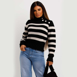 Haute qualité tricot Designer hommes femmes pull personnalisé automne hiver décontracté col roulé à manches longues Streetwear solide court - Product Image 1