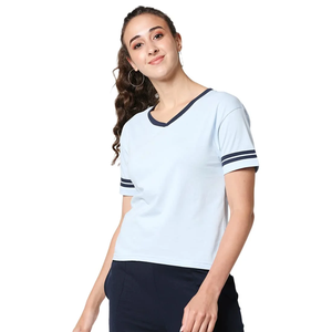 Camisetas de Mujer de Alta Calidad 2023, Formales, de Color Sólido, Talla Grande, Tejidas, de Manga Corta, con Estampado Digital, de Algodón Ecológico - Product Image 2