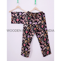Ensemble pyjama indien en coton Chemise de nuit pour femmes Pantalon de pyjama Col en V PJ Lounge Sleepwear Chemise de nuit grande taille Ensemble pyjama pour femmes