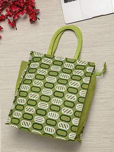 Bolsas de yute, diseño impreso personalizado, forma rectangular hecha a mano de alta calidad con asas, regalos de compras, fiestas de boda, bolsas utilizables - Product Image 3