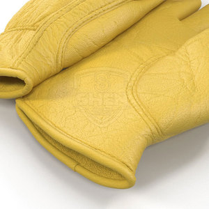 Gants de sécurité en cuir respirants à doigts entiers pour adultes, couleur jaune - Product Image 5