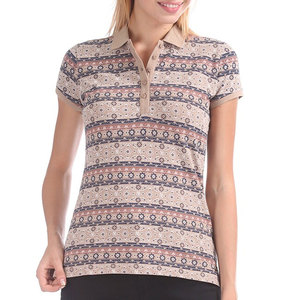 Elegant Collection Women Printed Polo T-Shirt Cotton <b>Blend</b> Women Printed Polo T-Shirt Urban Style Women Printed Polo T-Shirt - Product Image 1