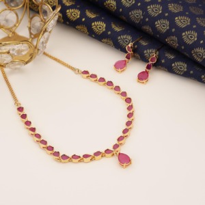 Colorstone Necklaces, Gold Plated, Fashion Necklaces, Traditional & <b>Wedding</b> <b>Gift</b> for Women, Brass, Chapado En Oro Oro Laminado - Product Image 2