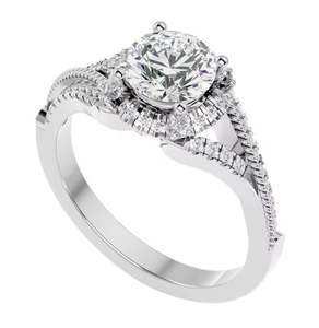 Metal elegante de oro blanco de 10 quilates de alta calidad con impresionante anillo solitario de Diamantes Joyería de pureza Original de diamantes Rikhava - Product Image 1