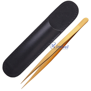 Pince à cils à pointe de volume incurvée en acier inoxydable japonais en gros avec poignée en diamant Outil d'extension de cils de marque privée - Product Image 3