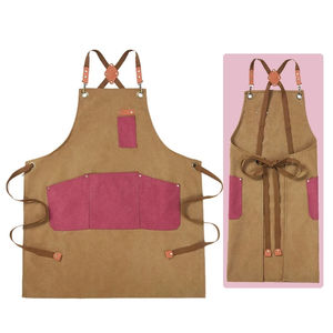 Tablier de chef de cuisine en coton personnalisé noir sans manches bavoir Barista avec logo personnalisé - Product Image 4