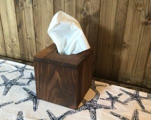 Conteneur de mouchoirs en bois rustique porte-mouchoirs en bois fabriqué à la main boîte à mouchoirs étui organisateur de bureau en bois pour le stockage de bureau - Product Image 4