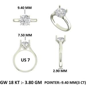 Bague solitaire de 3,5 carats avec alliance assortie - Product Image 1