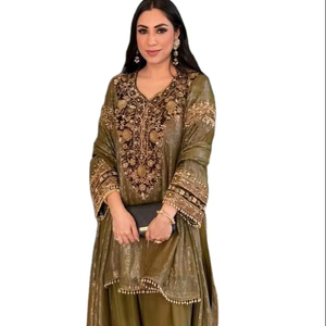 ชุดสัลวาร์ คามีซ 3 ชิ้น งานปักลายสวยงามพิเศษ ประดับด้วยเลื่อม เหมาะสำหรับผู้หญิงหรือเด็กผู้หญิง สำหรับเทศกาลวันอีด - Product Image 1