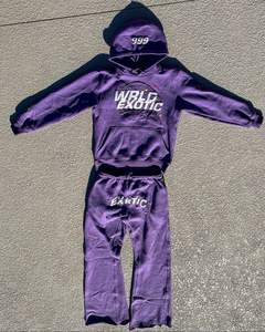 Échantillon gratuit Vêtements de rue personnalisés Pantalon cargo brodé empilé Survêtement à capuche évasé Joggers pour hommes Ensembles thermiques grande taille - Product Image 3