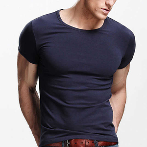 Venta caliente hombres músculo cuello redondo Camiseta verano sólido negro ajustado ajuste suave algodón capa Base Casual gimnasio desgaste hombres camisetas - Product Image 2
